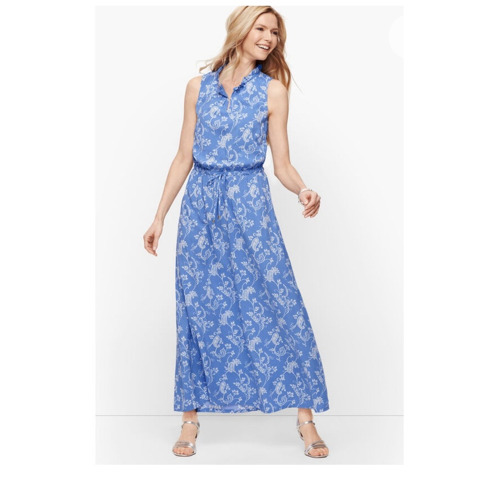 Talbots Maxi Dress 4 Sleeveless‎ Paisley Floral Print Sundress Brunch Cruise NWT
